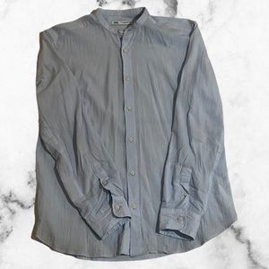 Zara linen grandfather collar shirt